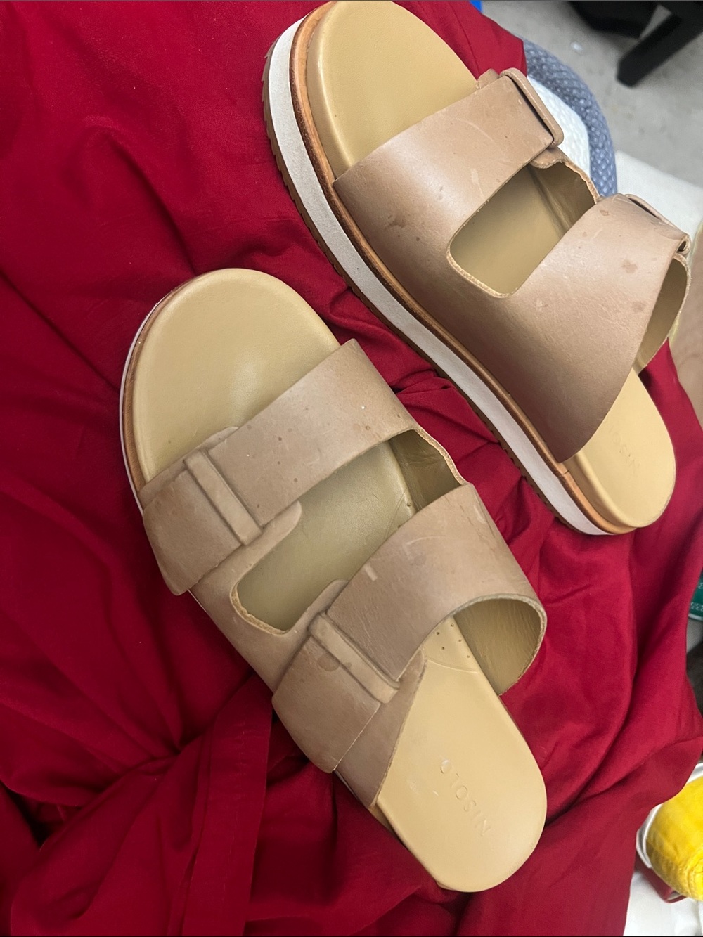 Nisolo Tan Double-Strap Slide Sandals
